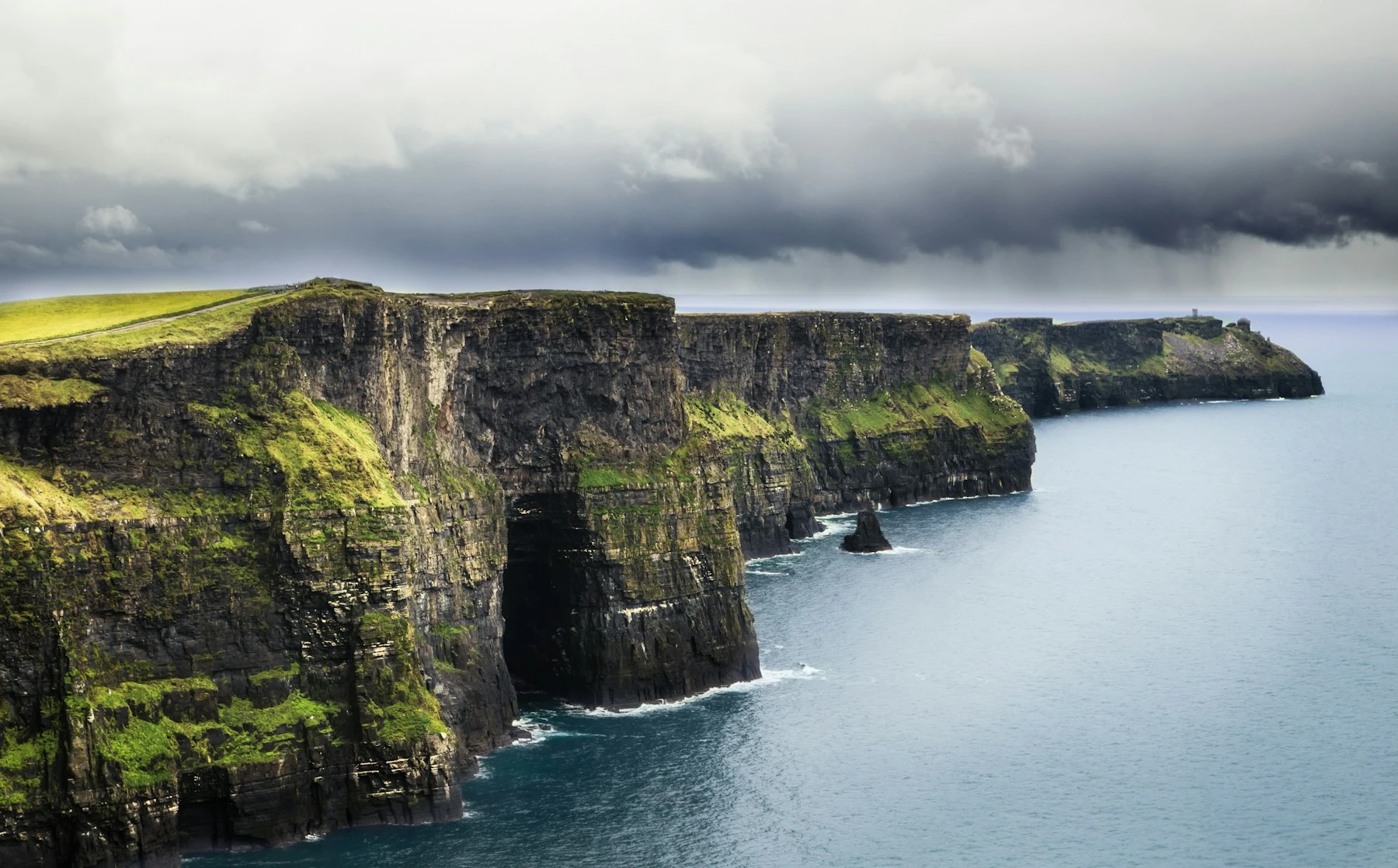 Green-topped Irish cliffs above the Atlantic