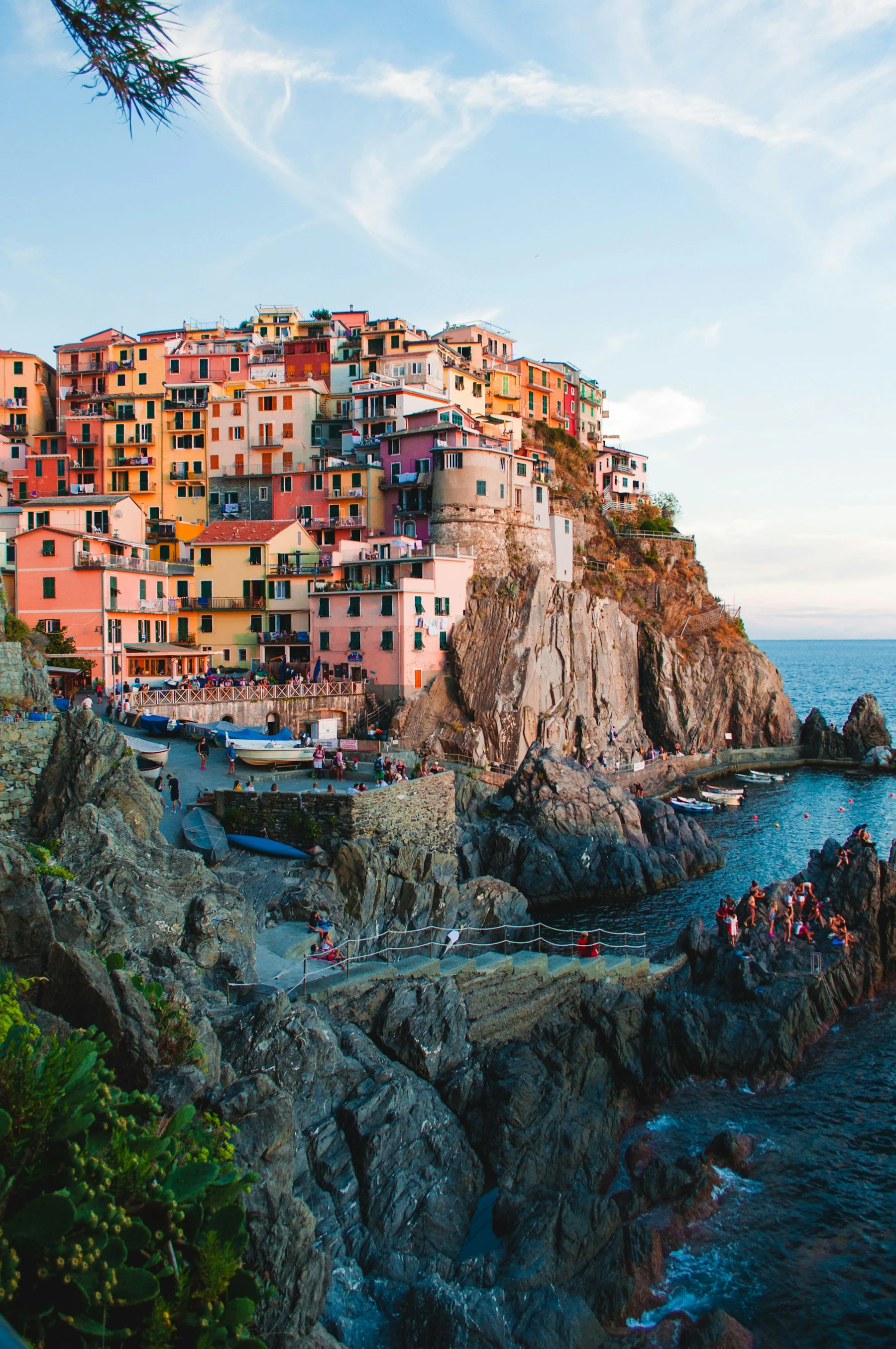 Colourful houses above the harbour in Cinque Terre